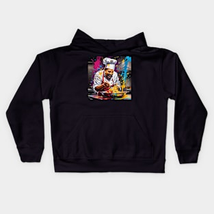 Colorful artsy design of Chef Fun Kids Hoodie